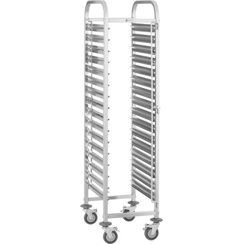 Tablettwagen - Edelstahl - für 16 x GN 1/1 - Längseinschub - 128 kg - 2 Sicherheitsbügel - Royal Catering RCTW-16GN.1