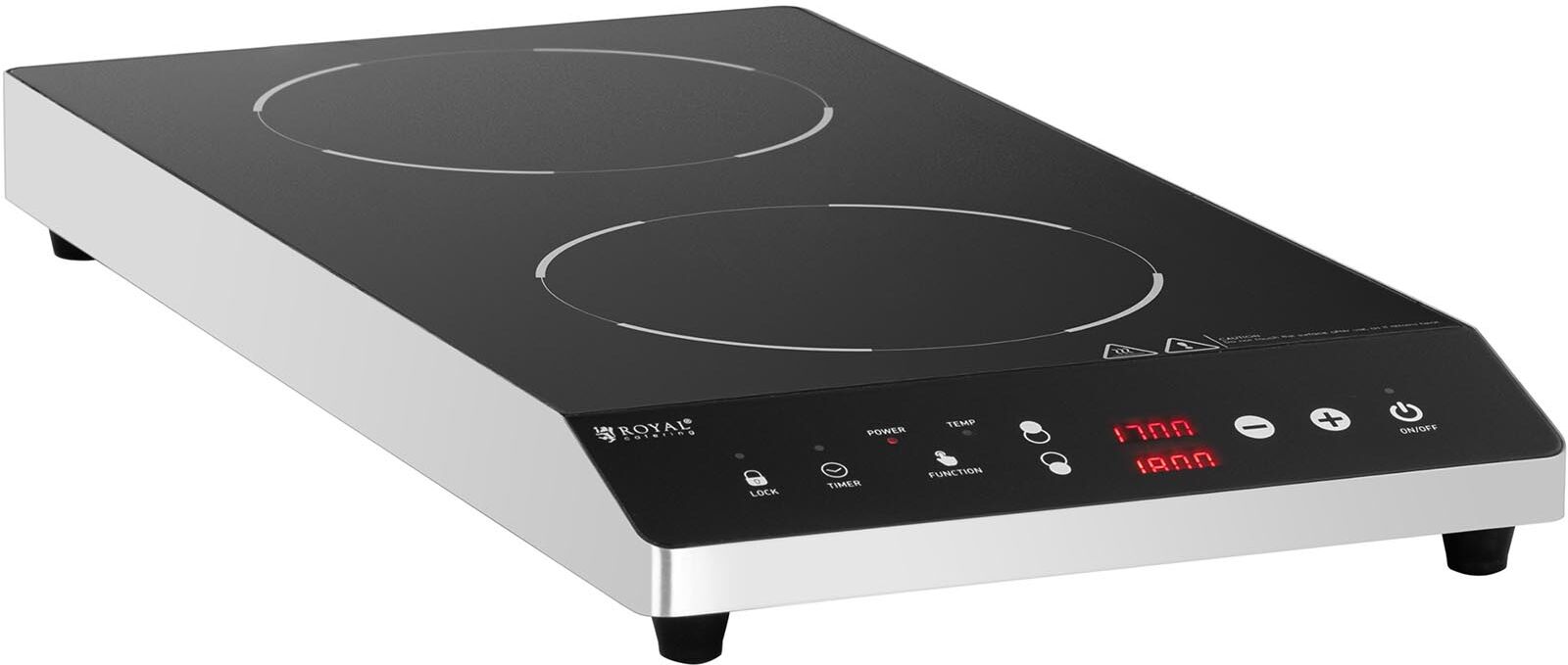 Royal Catering Induktionsplatte - 2 x 22 cm - 60 bis 240 °C - Timer 10011748 Royal Catering Induktionsplatte - 2 x 22 cm - 60 bis 240 °C - Timer 10011748