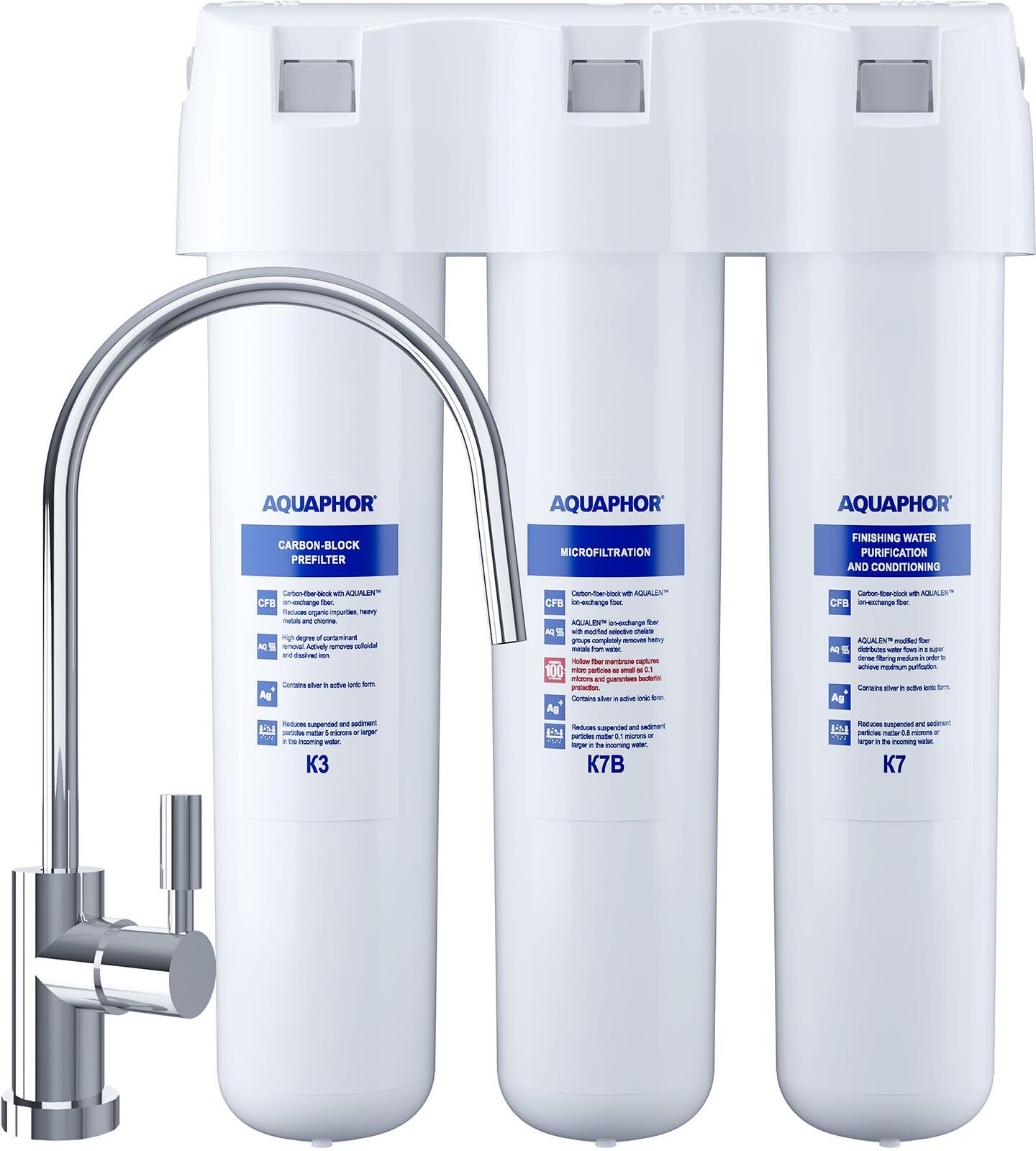 Aquaphor Aktivkohle-System - für Wasser - dreistufig - 2,5 l/min - inkl. Wasserhahn 10310010