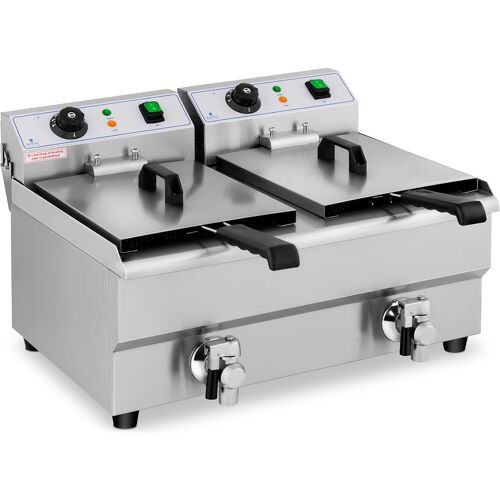 Elektro-Doppel-Fritteuse - 2 x 10 l - 6000 W - Ablasshahn - Royal Catering RCEF 10DB