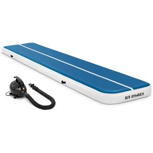 Gymrex Set Aufblasbare Turnmatte - Airtrack inklusive Luftpumpe - 500 x 100 x 20 cm - 250 kg - blau/weiß GR-ATM6-SET