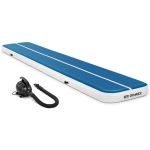 Gymrex Set Aufblasbare Turnmatte - Airtrack inklusive Luftpumpe - 600 x 100 x 20 cm - 300 kg - blau/weiß GR-ATM7-SET