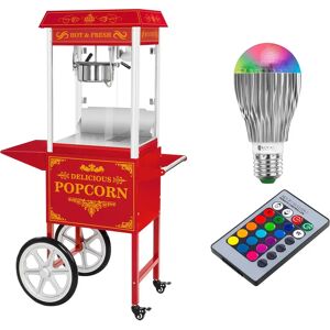 Royal Catering Popcornmaschine mit Wagen und LED-Beleuchtung - Retro-Design - rot