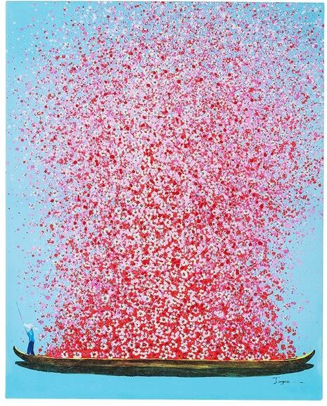 KARE Bild Touched Flower Boat 80x100cm Blau/Pink Blau