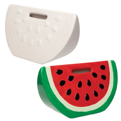 Ross Keramik-Spardosen „Wassermelone“ (Box mit 2) - aus Keramik. 1 Motiv. Inklusive abnehmbarem Stopfen. 14 cm x 5.5 cm x 7.5 cm.