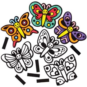 Ross Magnete zum Ausmalen "Schmetterling" (15 Stück) - 15 verschiedene Motive. Aus Pappe. 11 cm x 8 cm groß. Mit samtigen Linien