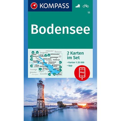 Kompass-Karten KOMPASS Wanderkarten-Set 11 Bodensee (2 Karten) 1:35.000 -19.5 x 12.1 x 1.7 cm