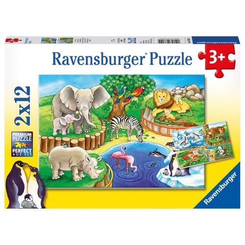 Ravensburger Puzzle Ravensburger Tiere im Zoo 2 X 12 Teile -27.5 x 19.2 x 3.7 cm