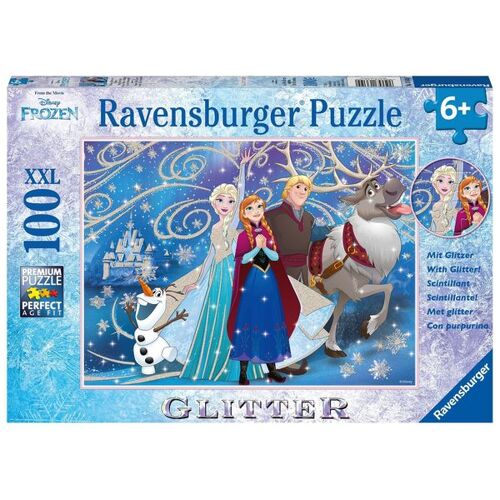 Ravensburger Puzzle Ravensburger Frozen - Glitzernder Schnee 100 Teile XXL Glitzer -33.5 x 23.1 x 3.7 cm