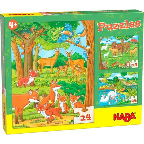 HABA - Puzzle Tierfamilien, 20 Teile -29.0 x 24.0 x 5.0 cm