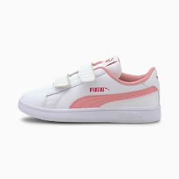 Puma Smash v2 Leder Kinder Sneaker Schuhe   Mit Aucun   Weiß/Rosa   Größe: 34