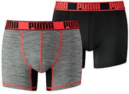 Puma Grizzly Herren Boxer Shorts 2er Pack   Mit Aucun   Rot/Schwarz   Größe: XL