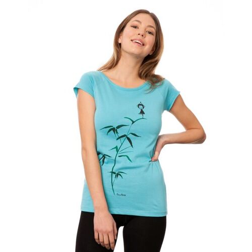 FellHerz Damen T-shirt Yogamädchen Bio Fair neptune (blau)
