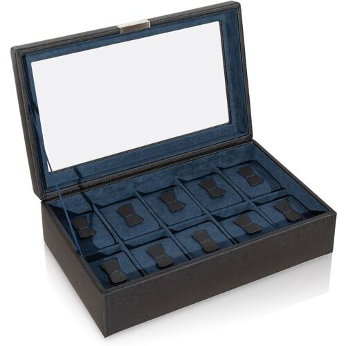 Friedrich23 Uhrenkoffer Bond Cross Grain für 10 Uhren - Schwarz