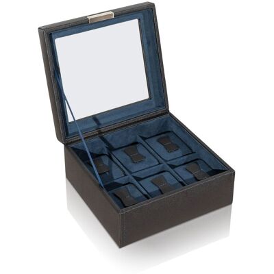 Friedrich23 Uhrenkoffer Bond Cross Grain für 6 Uhren - Schwarz Friedrich23 Uhrenkoffer Bond Cross Grain für 6 Uhren - Schwarz