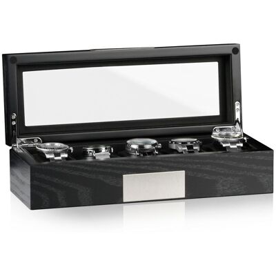 Heisse & Söhne Uhrenbox Monteray 5 Esche - Schwarz Seidenmatt Heisse & Söhne Uhrenbox Monteray 5 Esche - Schwarz Seidenmatt