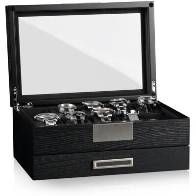 Heisse & Söhne Uhrenbox Monteray 10+ Esche - Schwarz Seidenmatt Heisse & Söhne Uhrenbox Monteray 10+ Esche - Schwarz Seidenmatt