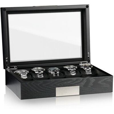 Heisse & Söhne Uhrenbox Monteray 10 Esche - Schwarz Seidenmatt Heisse & Söhne Uhrenbox Monteray 10 Esche - Schwarz Seidenmatt