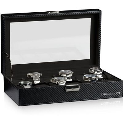 Designhütte Uhrenbox Boston 12 - Carbon / Schwarz Designhütte Uhrenbox Boston 12 - Carbon / Schwarz