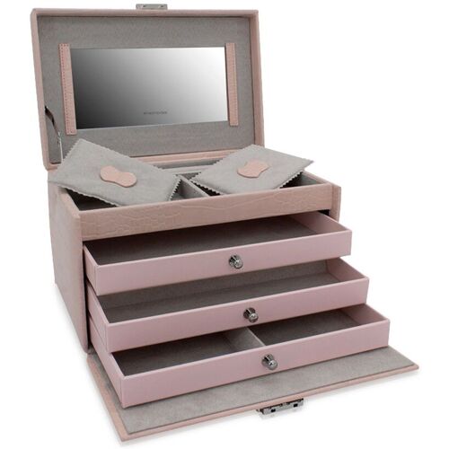 Friedrich23 Schmuckkoffer Kroko - Hellgrau