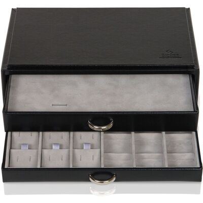 Sacher Schmuckkästchen Vario / Ring- & Ohrsteckerbox - Schwarz Sacher Schmuckkästchen Vario / Ring- & Ohrsteckerbox - Schwarz