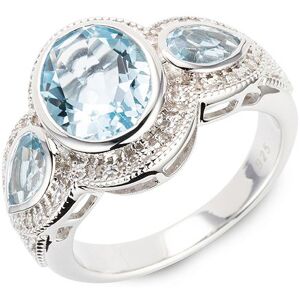 ART DECO DIAMONDS Ring beh. Blautopas Diamanten ca. 0,10ct Silber 925