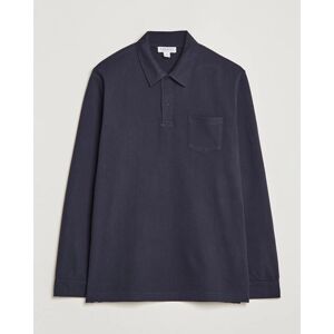 Sunspel Riviera Long Sleve Polo Navy