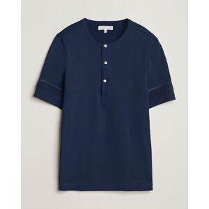 Merz b. Schwanen Short Sleeve Organic Cotton Henley Ink Blue