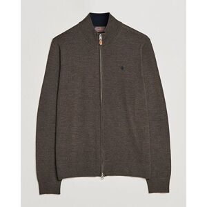 Morris Merino Full Zip Cardigan Dark Brown