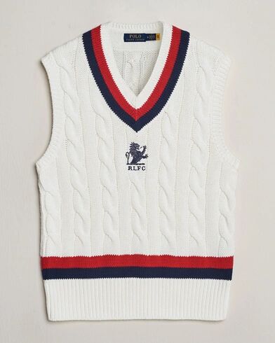 Polo Ralph Lauren Cotton Knitted Cricket Vest Deckwash White