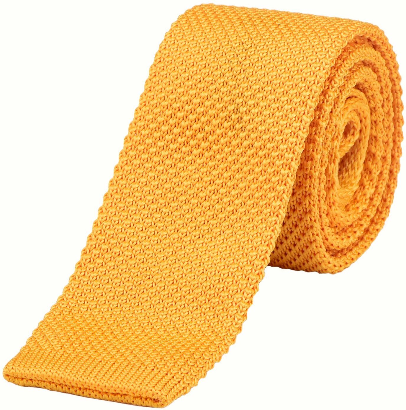 DonDon Krawatte »schmale Krawatte 5 cm Wollkrawatte« (1-St) Strickkrawatte, Retro-Look, für Büro oder festliche Veranstaltungen, gelb