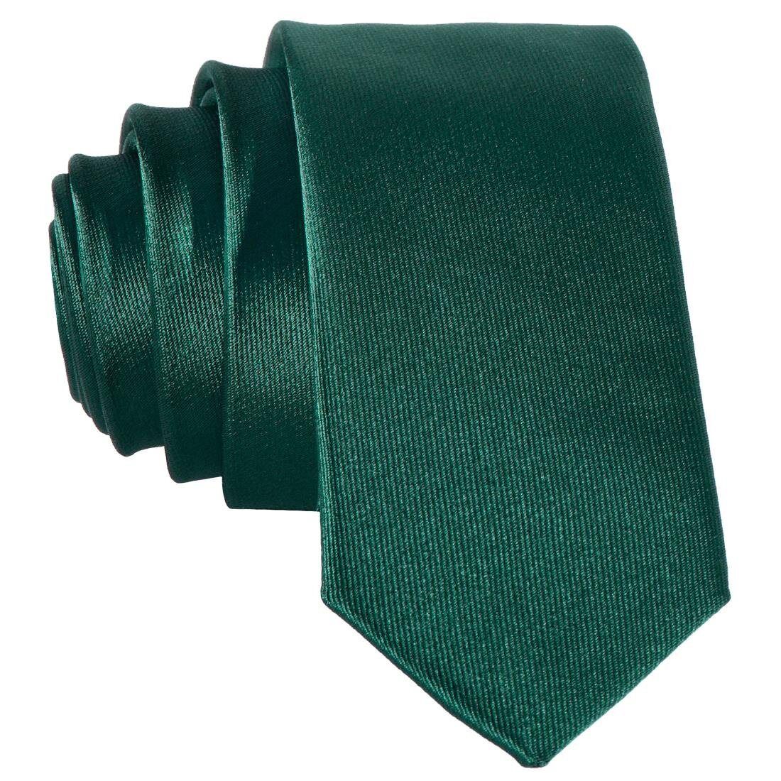 DonDon Krawatte »schmale Krawatte 5 cm unifarben« (1-St) matt, glänzend, gestreift, Seidenlook, dunkelgrün glänzend