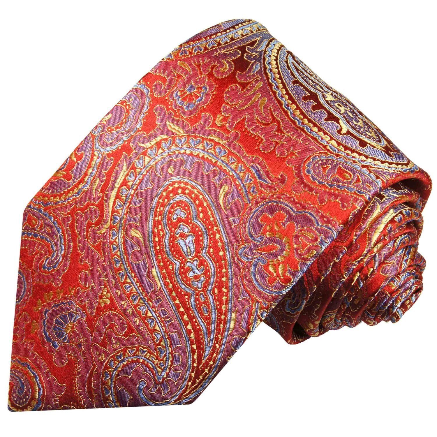 Paul Malone Krawatte »Elegante Seidenkrawatte Herren Schlips modern paisley brokat 100% Seide« Schmal (6cm), rot blau gold 696