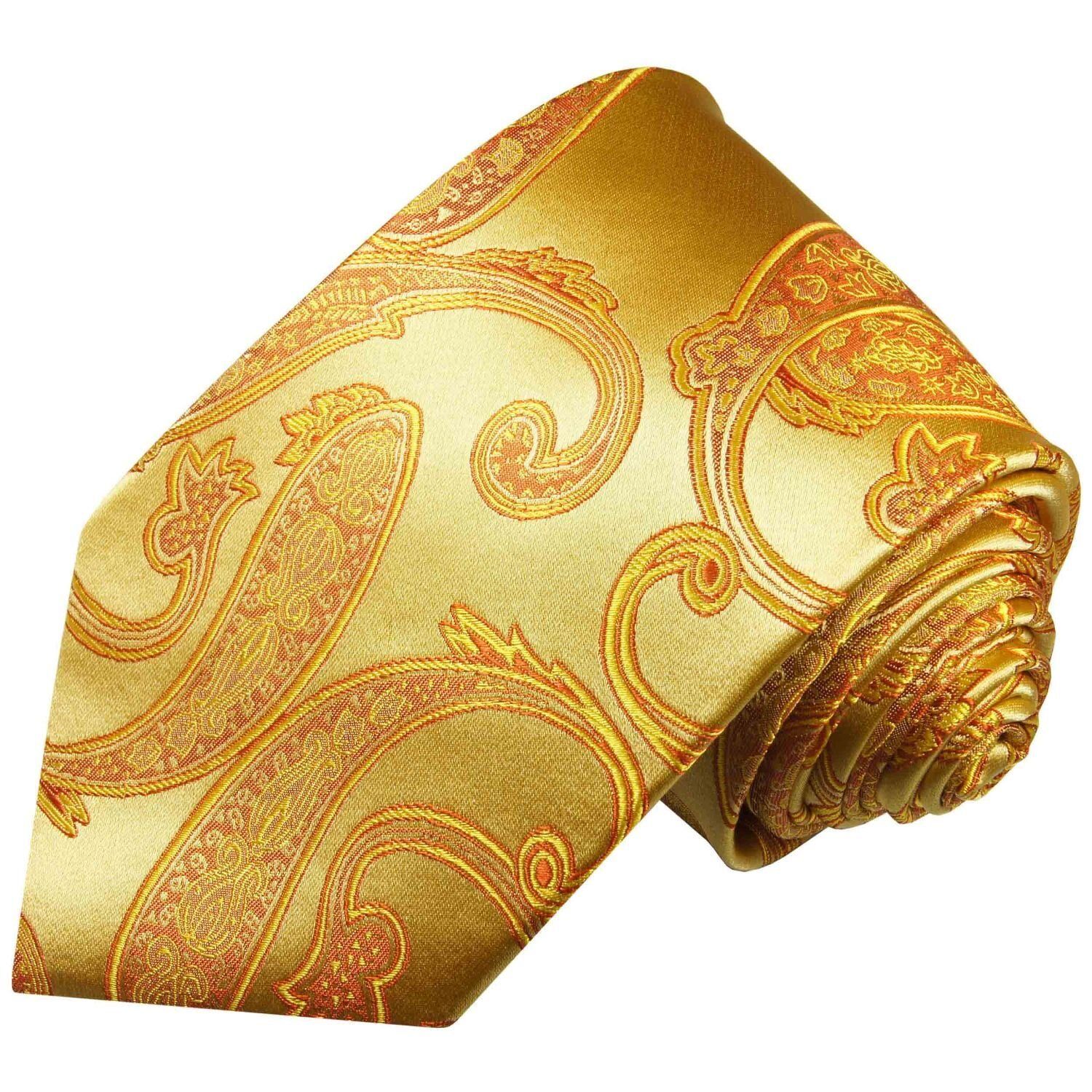Paul Malone Krawatte »Elegante Seidenkrawatte Herren Schlips modern paisley brokat 100% Seide« Schmal (6cm), gold 517
