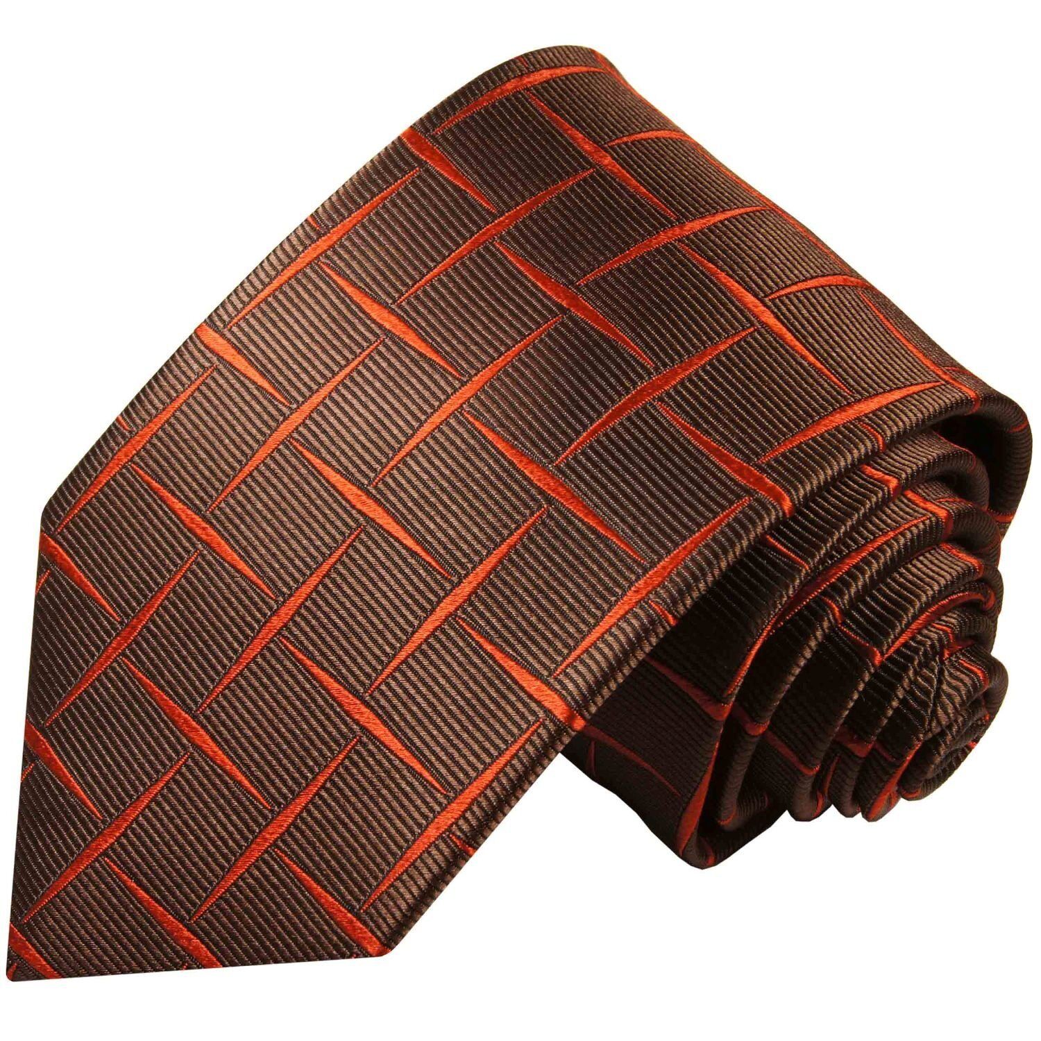 Paul Malone Krawatte »Designer Seidenkrawatte Herren Schlips modern kariert 100% Seide« Schmal (6cm), rotbraun orange 412