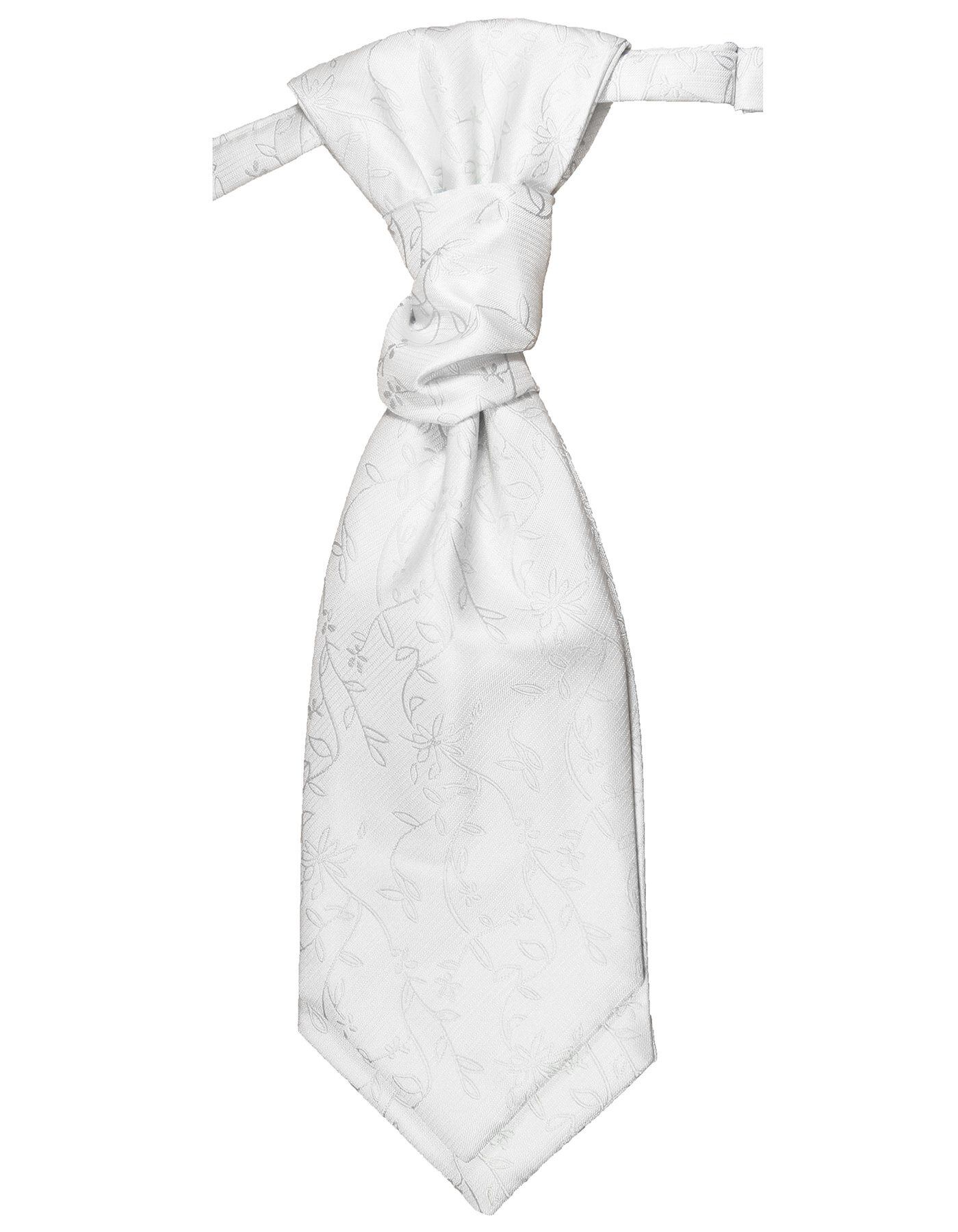Paul Malone Krawatte »Elegantes Herren Plastron floral Hochzeitskrawatte - vorgebunden - Bräutigam Hochzeitsmode« silber weiß v20