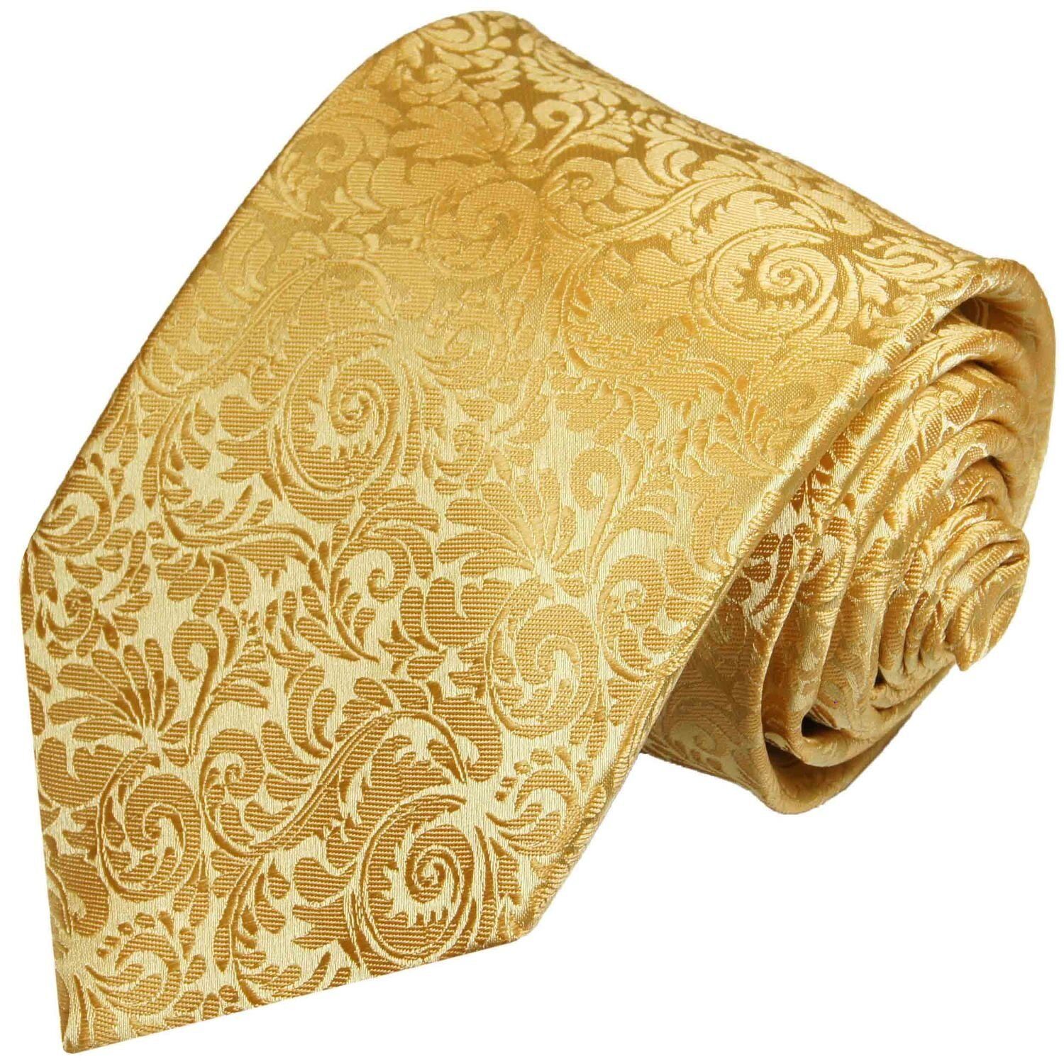 Paul Malone Krawatte »Herren Seidenkrawatte elegant barock 100% Seide« Schmal (6cm), gold 902