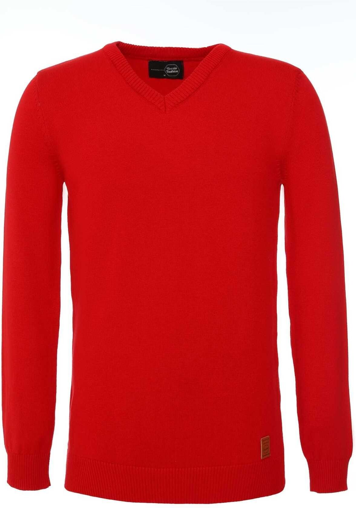 Tazzio V-Ausschnitt-Pullover, Strickpullover »401« zeitloser Feinstrick Pullover, rot 4229