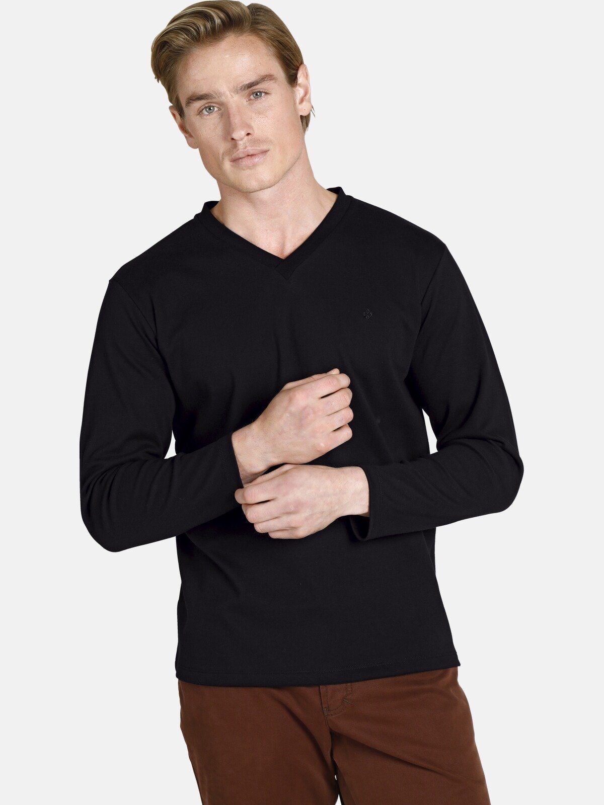 Charles Colby Langarmshirt »EARL CILLIAN« (2er-Pack) komfortables Basic-Shirt, schwarz