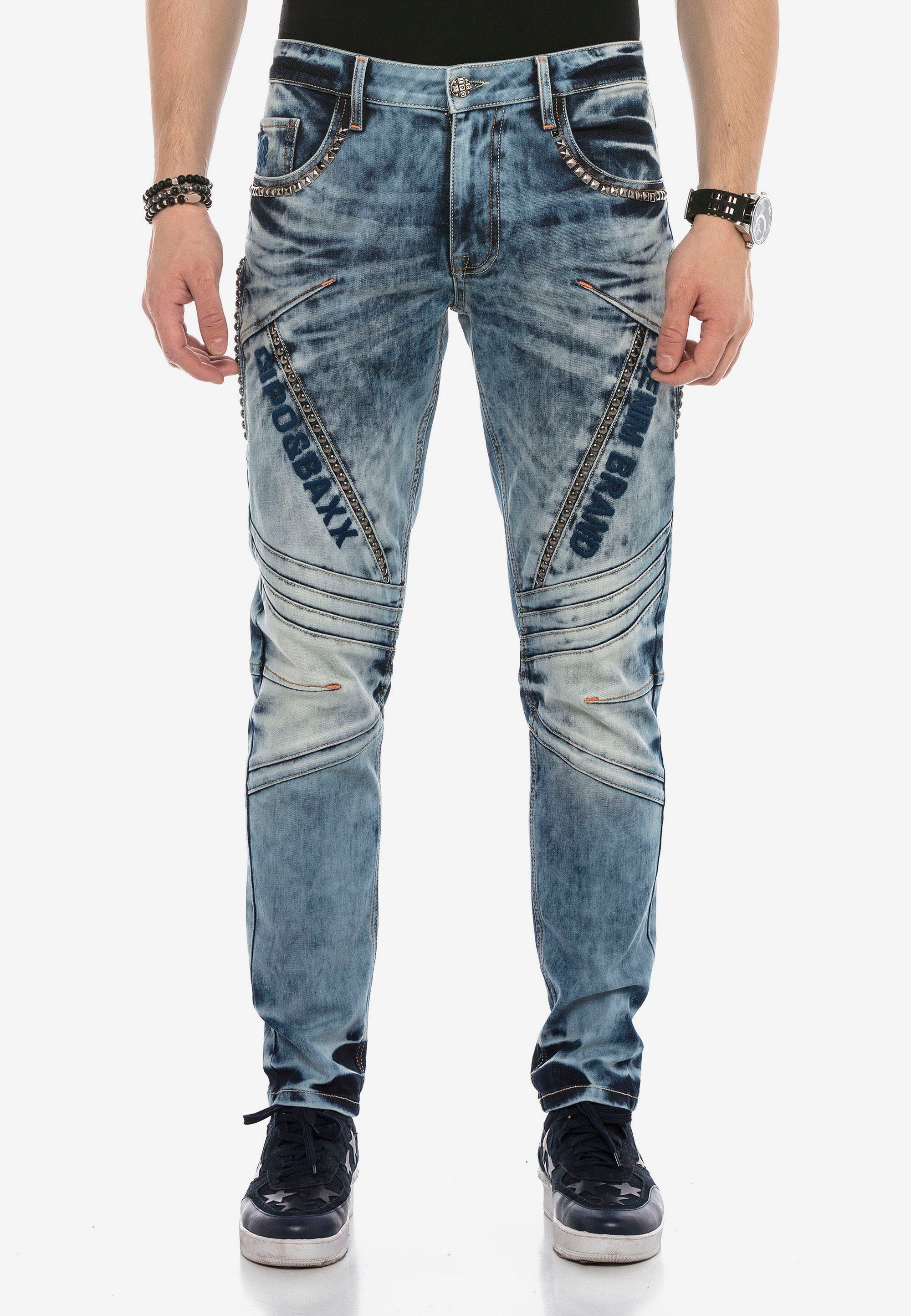 Cipo & Baxx Straight-Jeans im lässigen Biker-Look