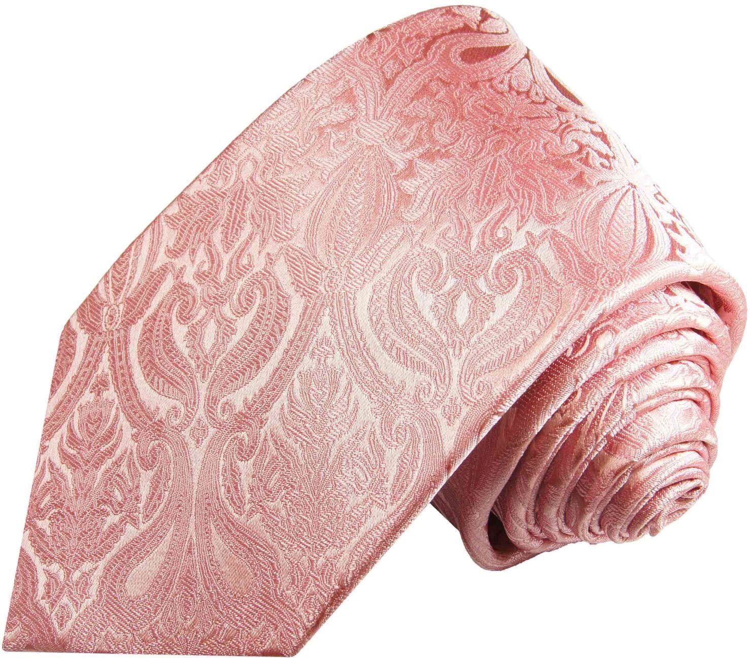 Paul Malone Krawatte »Herren Seidenkrawatte Schlips modern barock floral 100% Seide« Schmal (6cm), rosa pink 366