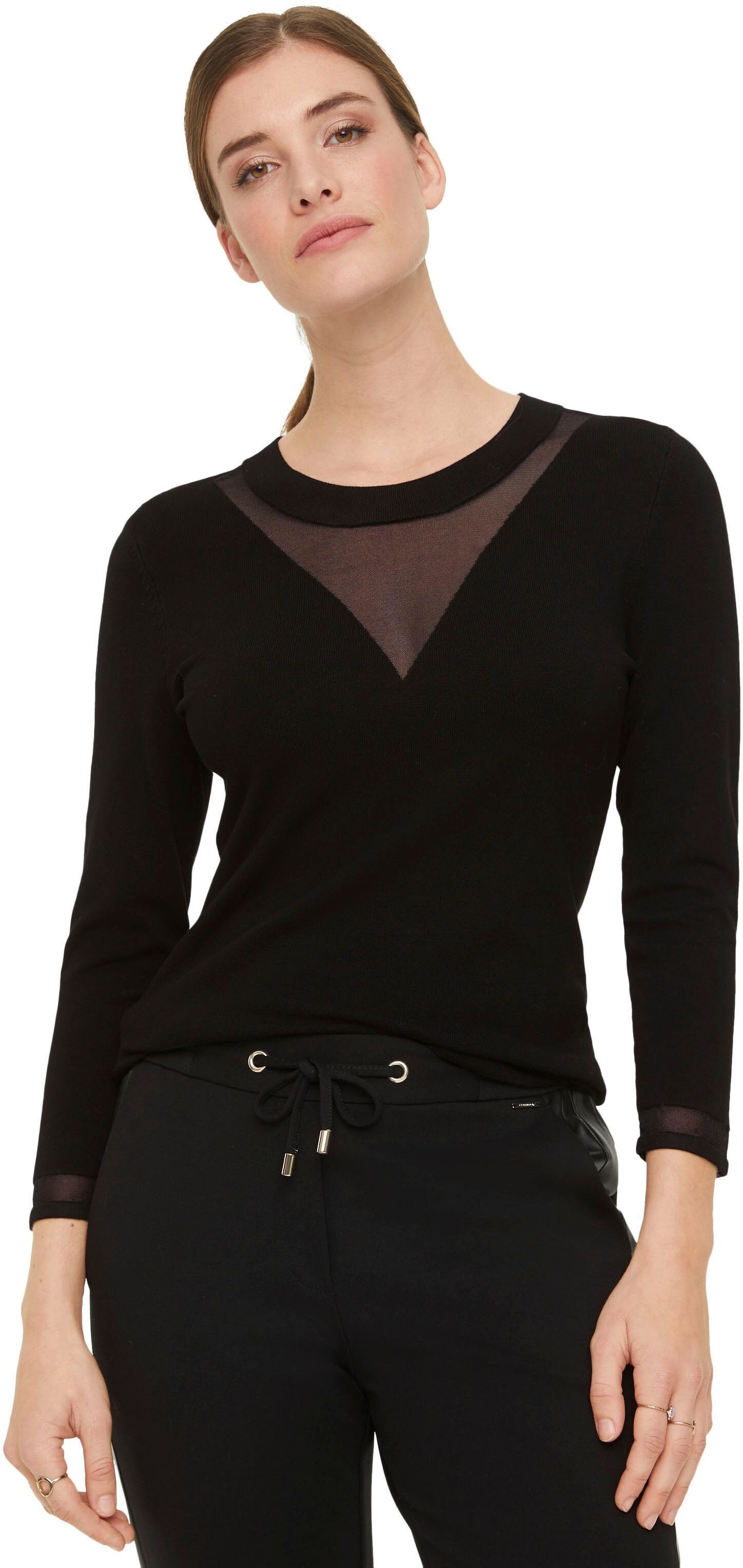 Comma Strickpullover mit Transparent-Effekt, black