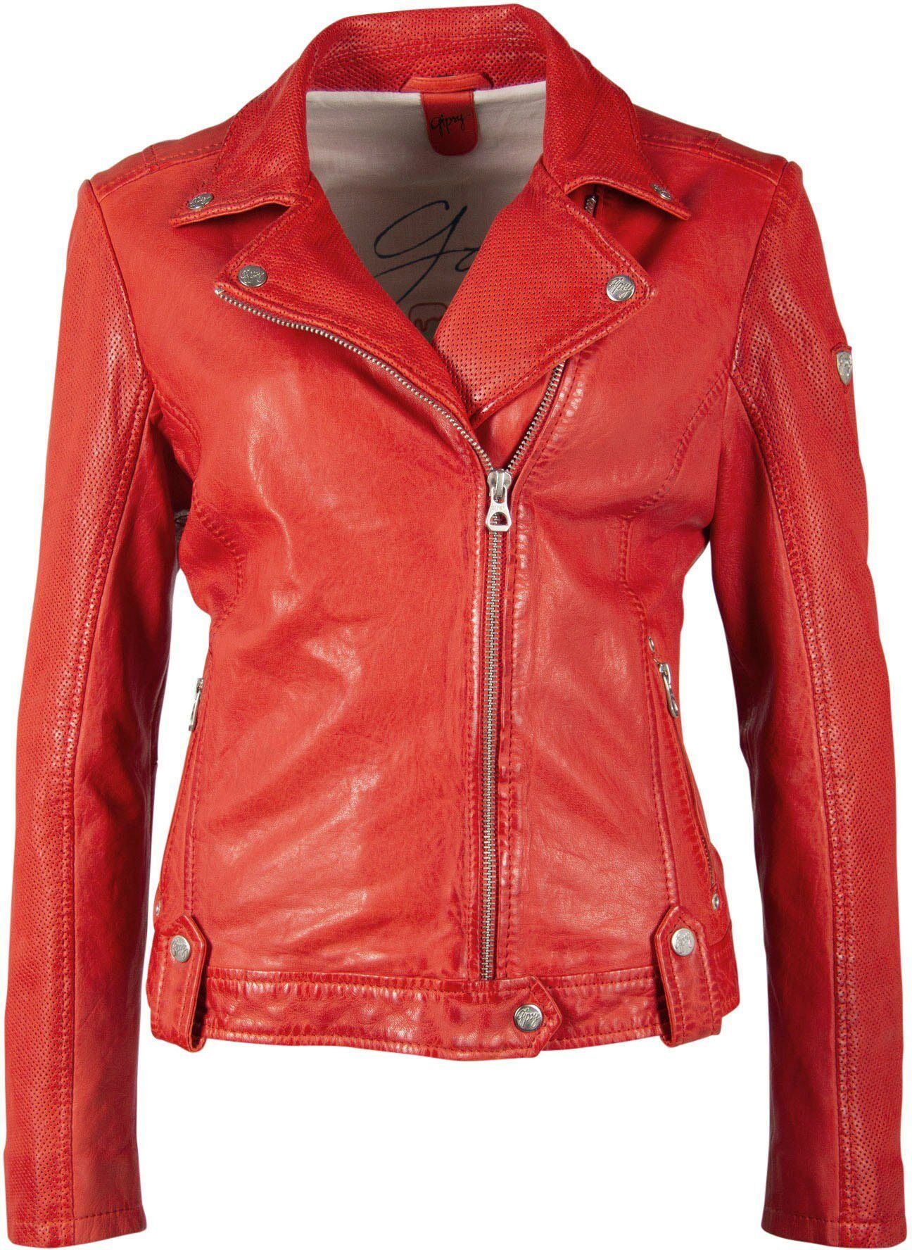 Gipsy Lederjacke »Favour« aus weichem, farbintensivem& strapazierfähigem Lammnappa-Leder, red