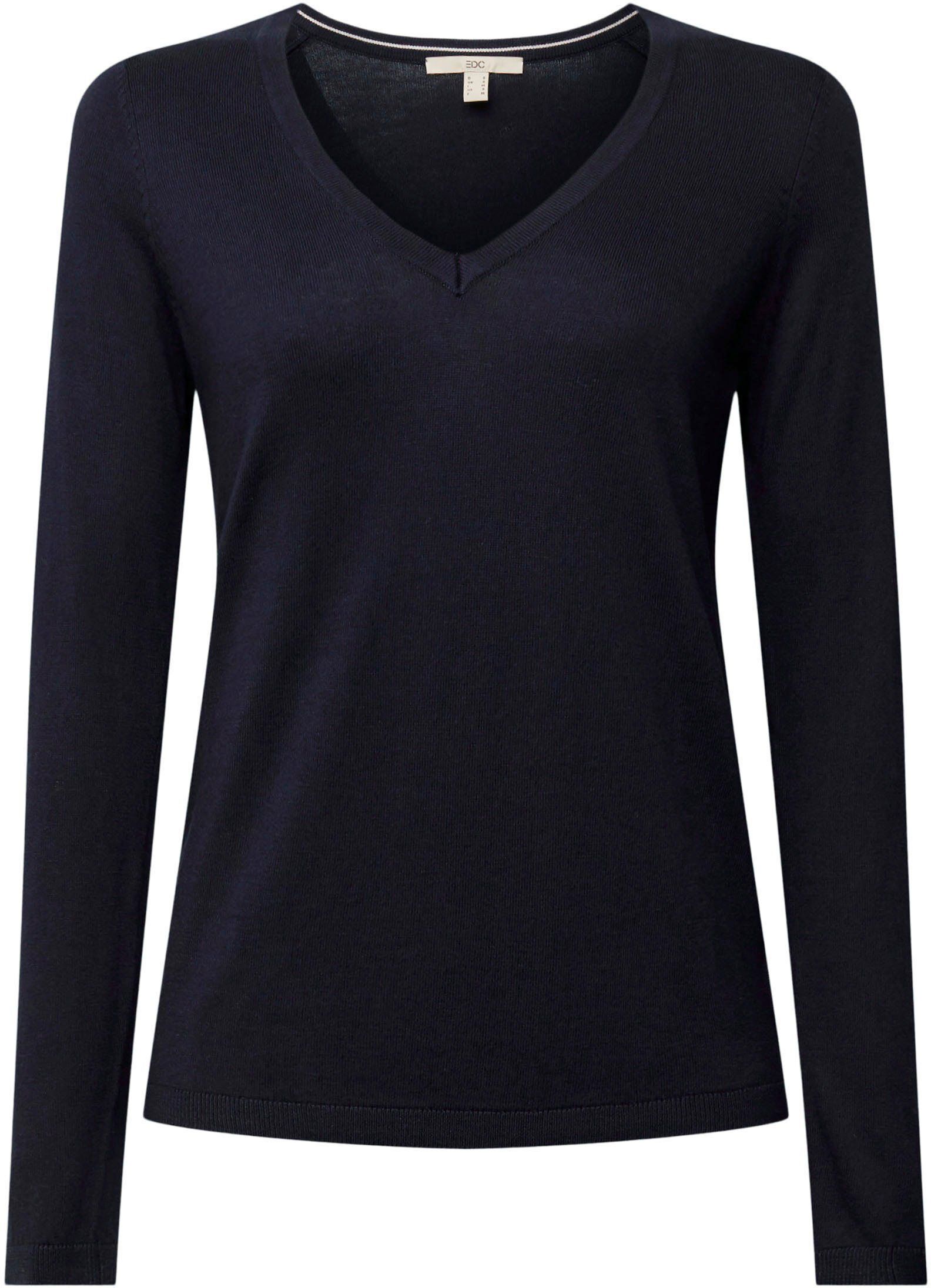 edc by Esprit Strickpullover im feinen Basic Look, marine