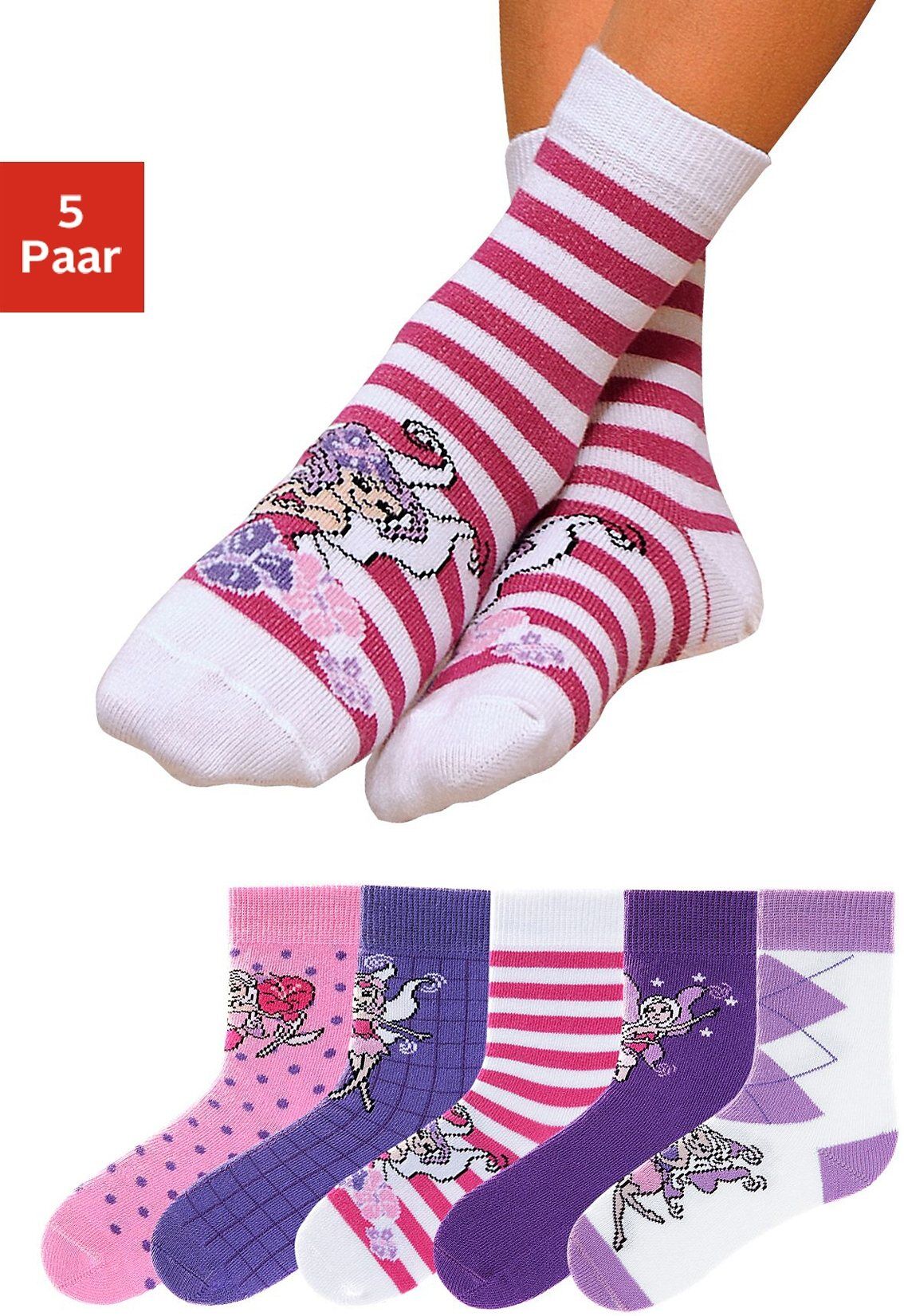 Go in Socken (5-Paar) in 5 farbenfrohen Designs