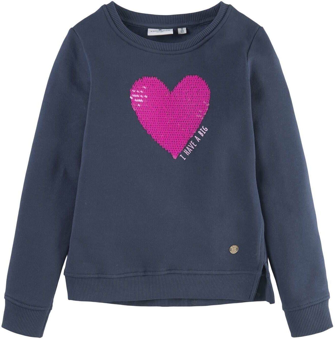 TOM TAILOR Sweatshirt »Sweatshirt mit Paillettenmotiv«, blau