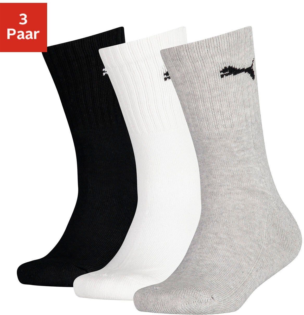 Puma Sportsocken (3-Paar) mit klassischer Rippe, 1 x schwarz   1 x grau-meliert   1 x weiß