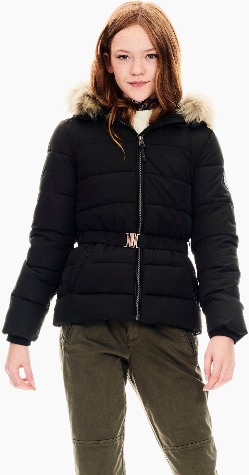 Garcia Kurzjacke mit Fake-Fur-Kragen, black