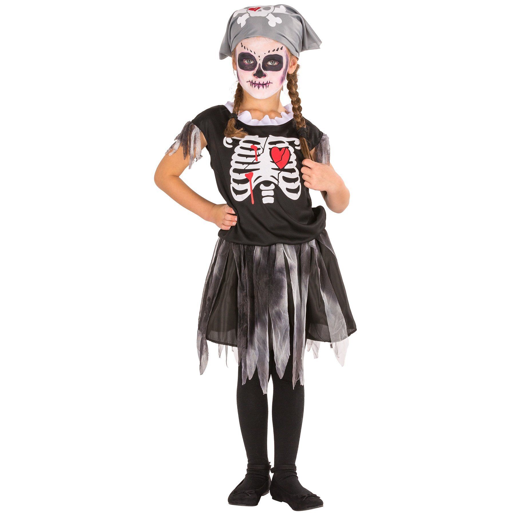 tectake Piraten-Kostüm »Süßes Girlie Piraten Skelett Kostüm«