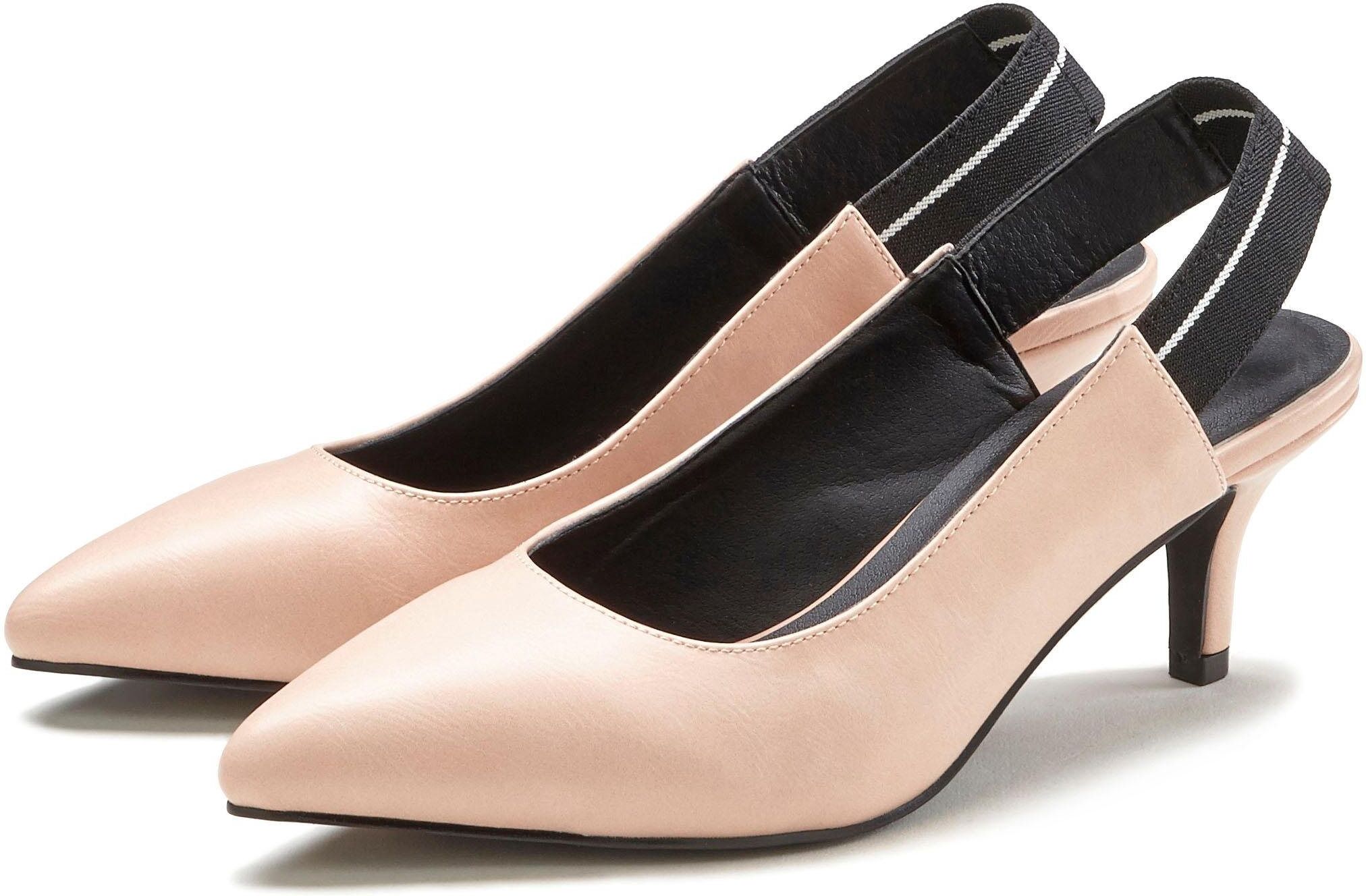 LASCANA Slingpumps mit elastischem Band, rosé